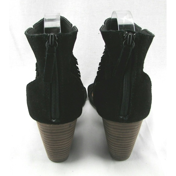 Yellow Box Feather Black Leather Open Toe Casual Wedge Sandals Sz 8.5 - Picture 4 of 8